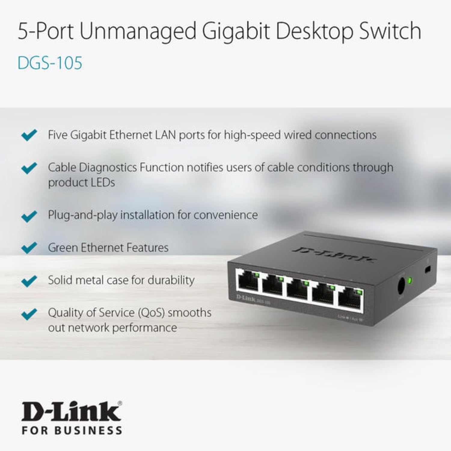 Switch D-Link DGS-105 5 Portas/ RJ-45 10/100/1000 - Imagem 3