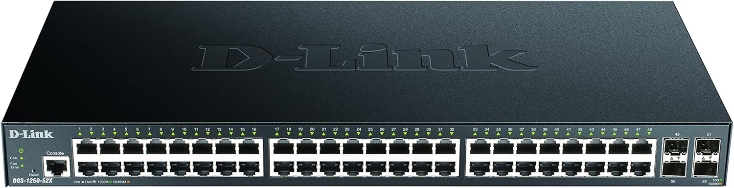 Switch Gerido D-Link DGS-1250-52X 52 Portas/ RJ-45 10/100/1000/ SFP