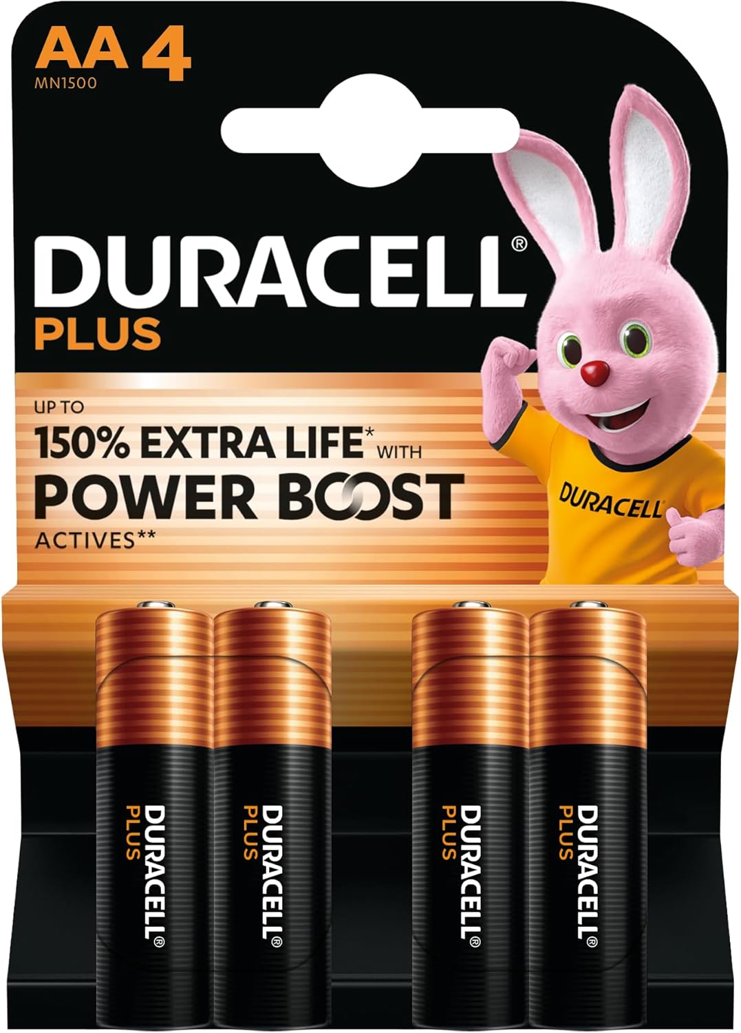 Pack de 4 Pilhas AA Duracell Plus Power Boost DPBLR6B4/ 1.5V/ Alcalinas