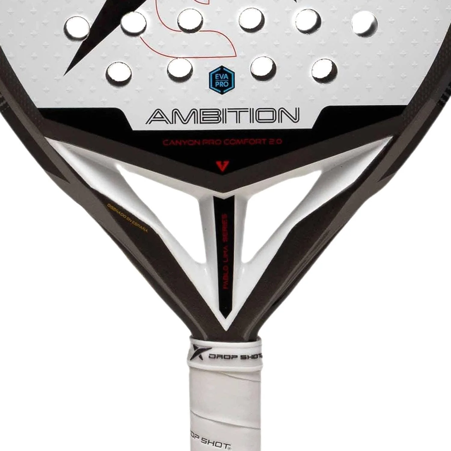 Raquete de Padel Drop Shot Canyon Pro Comfort 2.0 2026 Pablo Lima Carbono 3K EVA Pro Branco - Imagem 5