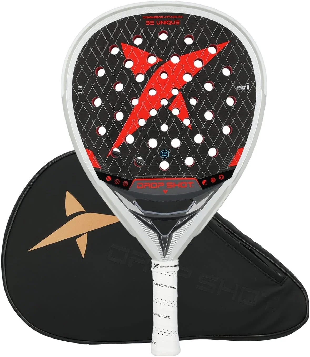 Raquete de Padel Drop Shot Conqueror Attack 2.0 Carbono 24K Twill Eva Pro High Density Formato Lágrima - Imagem 9