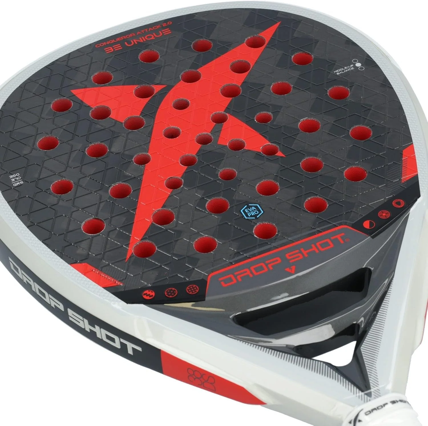 Raquete de Padel Drop Shot Conqueror Attack 2.0 Carbono 24K Twill Eva Pro High Density Formato Lágrima - Imagem 6