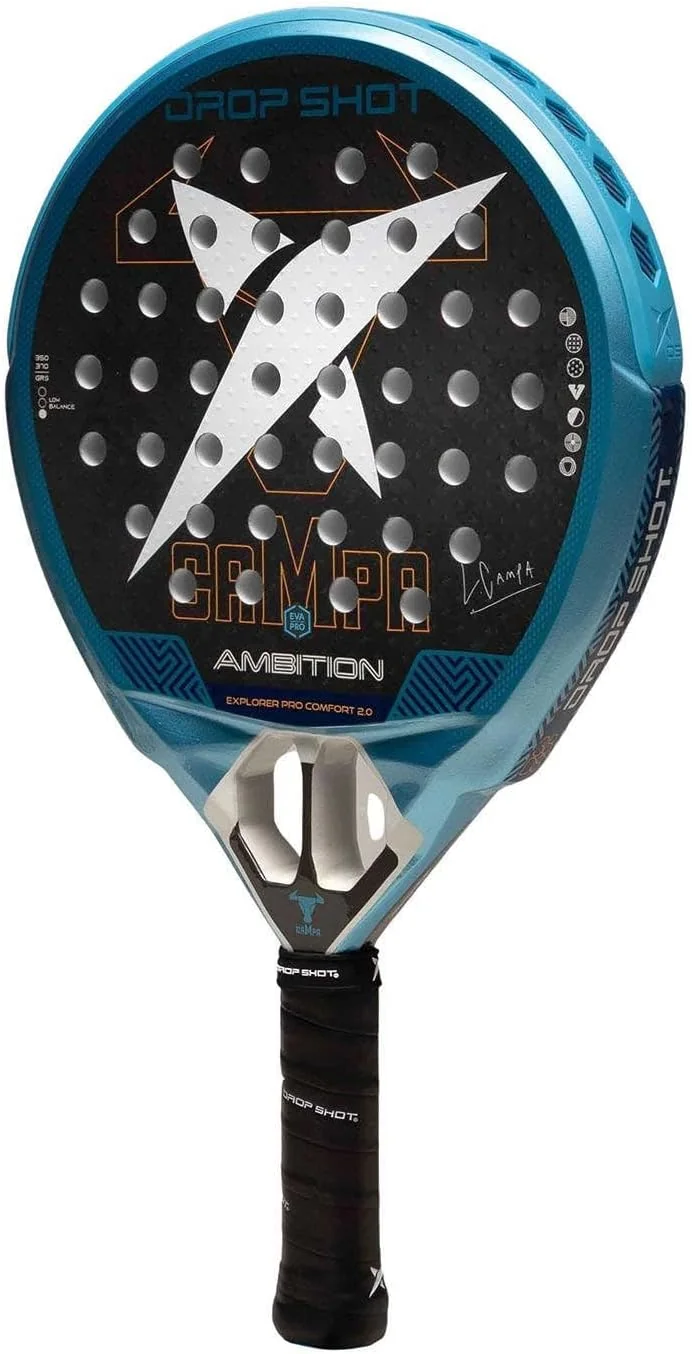 Raquete de Padel Drop Shot Explorer Pro Confort 2.0 2026 Lucas Campagnolo Carbono 3K EVA Pro Azul e Preto - Imagem 3