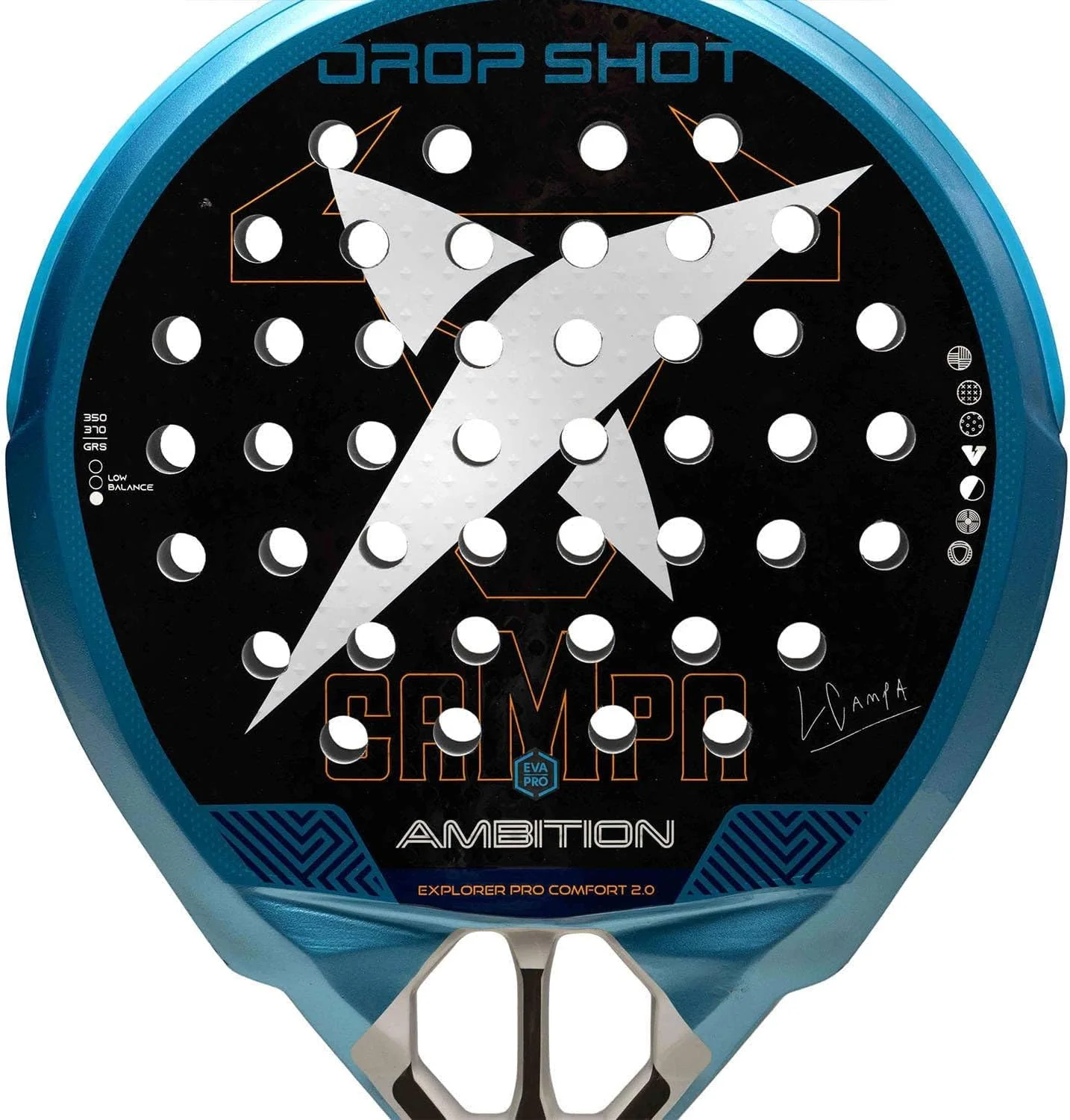 Raquete de Padel Drop Shot Explorer Pro Confort 2.0 2026 Lucas Campagnolo Carbono 3K EVA Pro Azul e Preto - Imagem 6