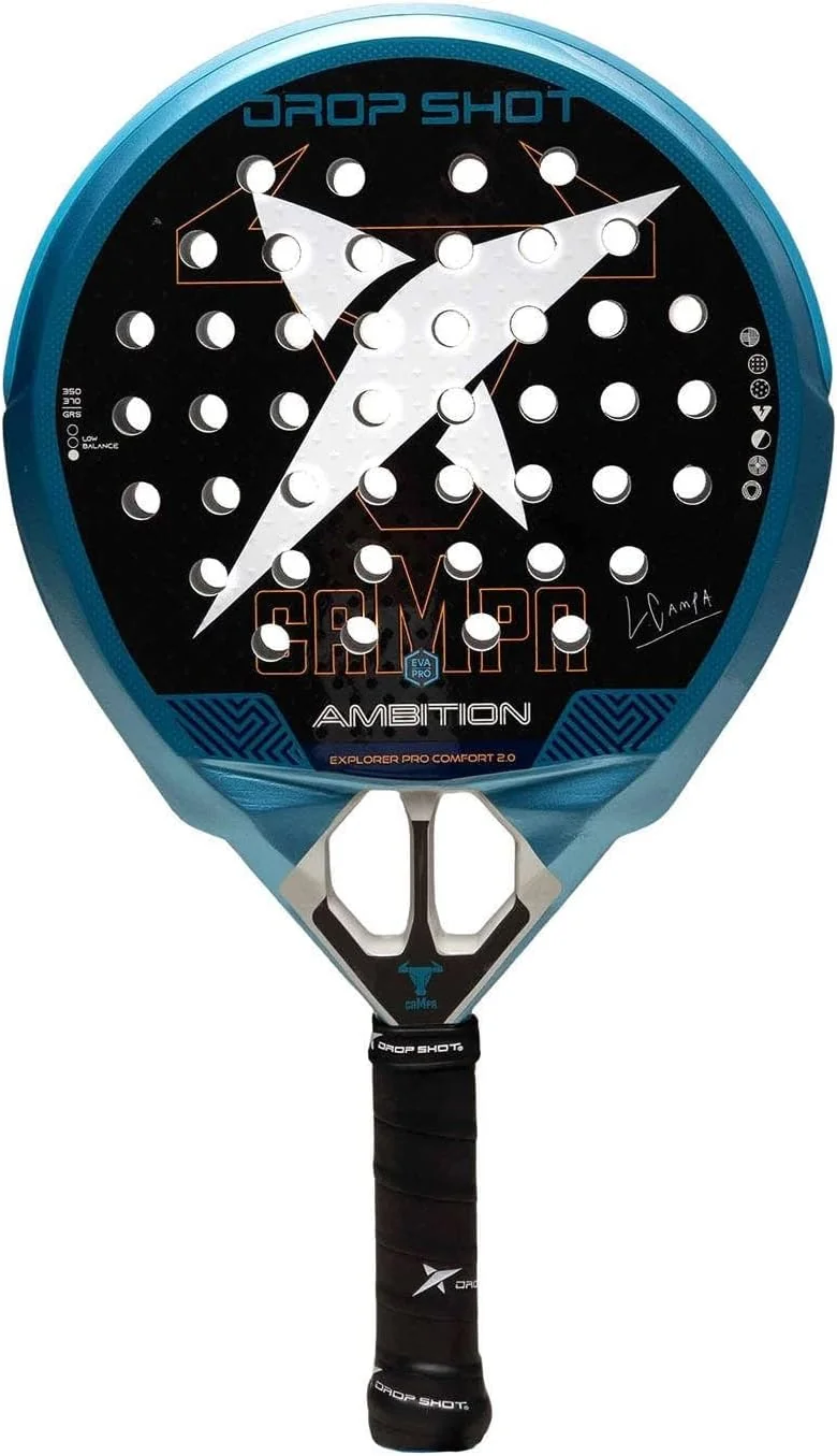 Raquete de Padel Drop Shot Explorer Pro Confort 2.0 2026 Lucas Campagnolo Carbono 3K EVA Pro Azul e Preto