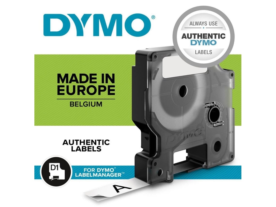 Fita Rotuladora Adesiva de Plástico Dymo D1 45013/ para Label Manager/ 12mm x 7m/ Preto-Branco - Imagem 4