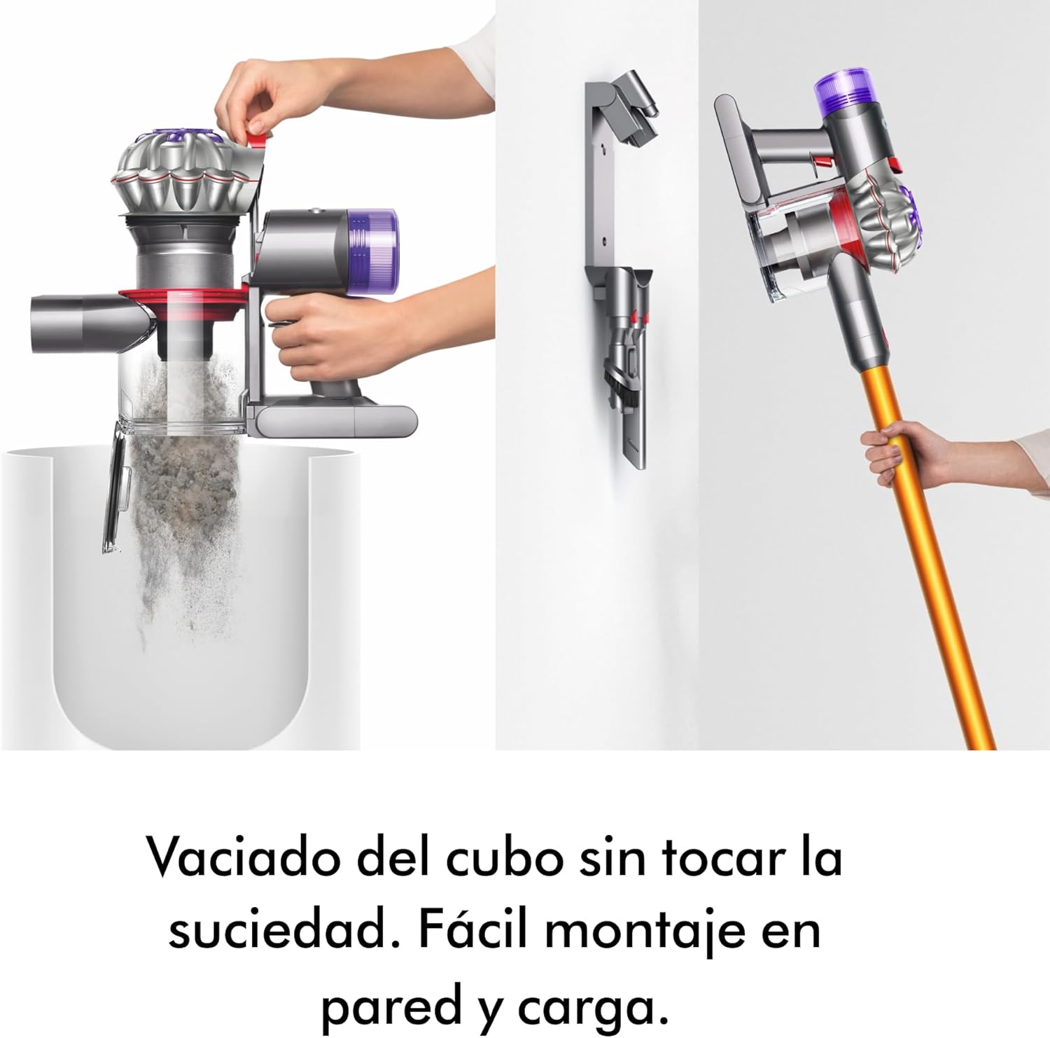 Aspirador Vertical Dyson V8 Absolute 115W Autonomia 40 Minutos Prateado/Amarelo - Imagem 7