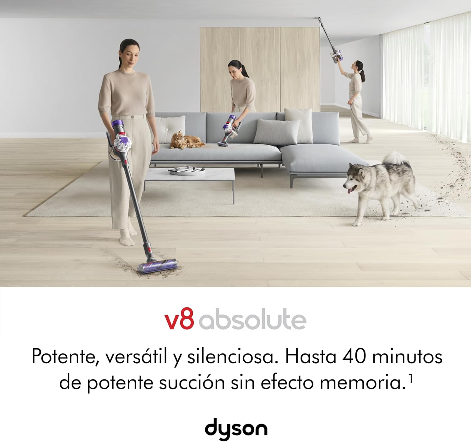 Aspirador Vertical Dyson V8 Absolute 115W Autonomia 40 Minutos Prateado/Amarelo - Imagem 2