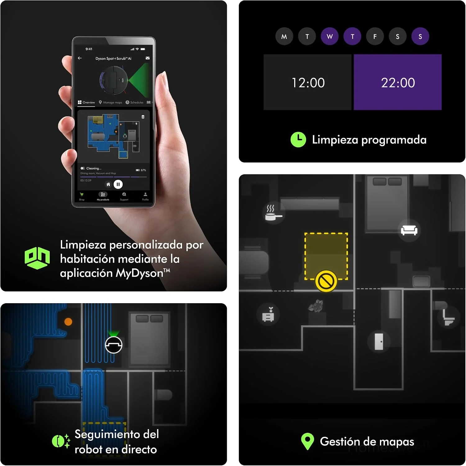 Robot Aspirador e Lavagem Dyson Spot+Scrub AI com Controlo WiFi e Deteção de Manchas por IA Preto - Imagem 7