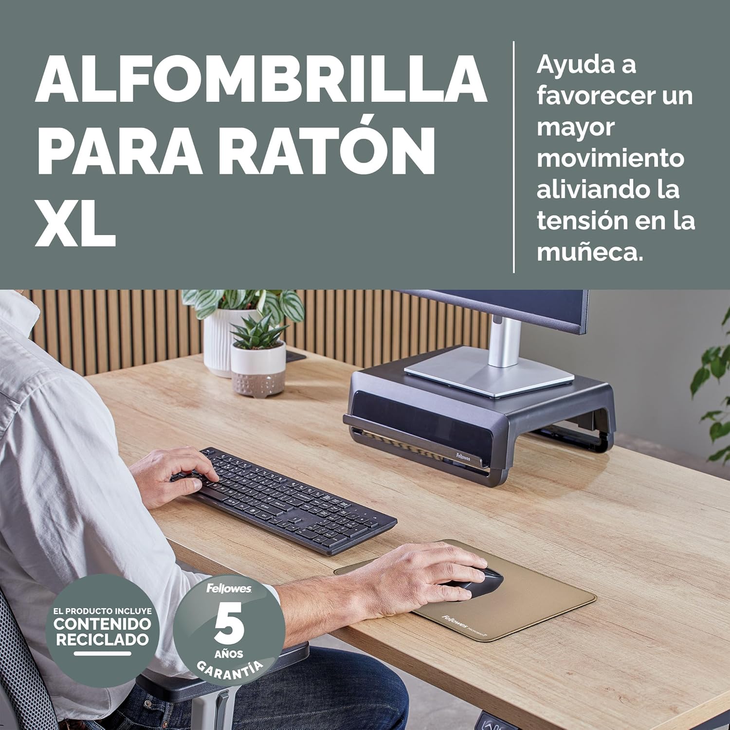 Tapete Fellowes Breyta XL/ 2.5 x 280 x 210mm/ Bege Areia - Imagem 2