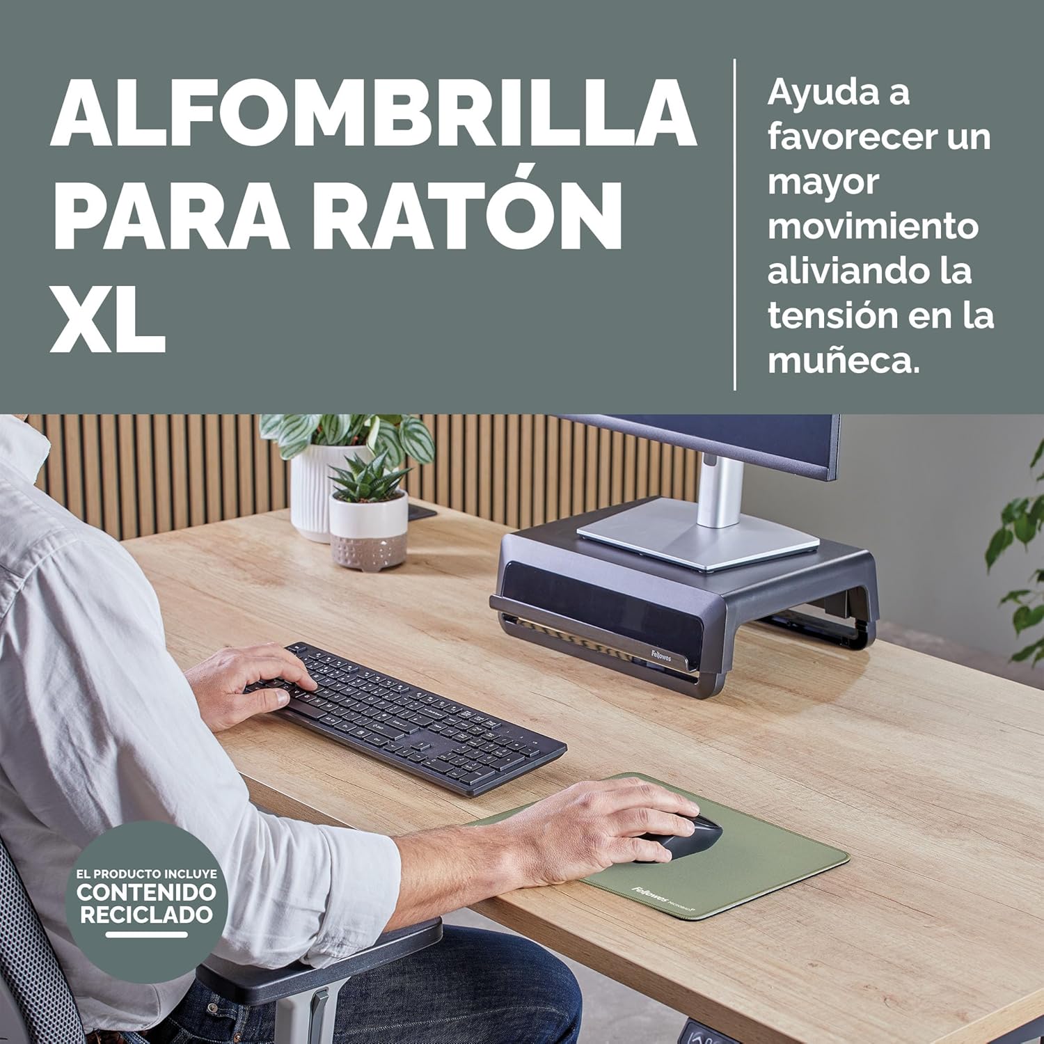 Tapete Fellowes Breyta XL/ 2.5 x 280 x 210mm/ Verde Sálvia - Imagem 3