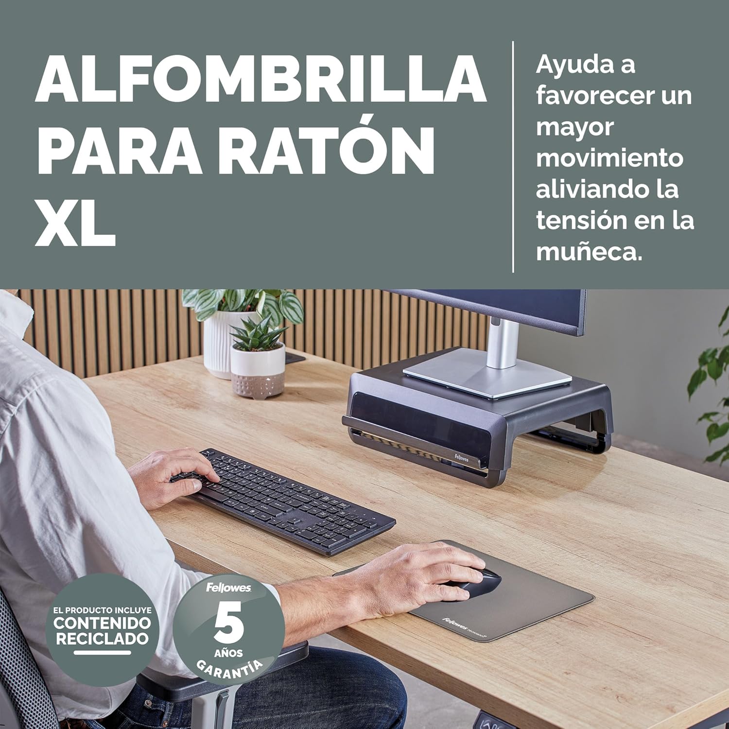 Tapete Fellowes Breyta XL/ 2.5 x 280 x 210mm/ Cinzento - Imagem 2