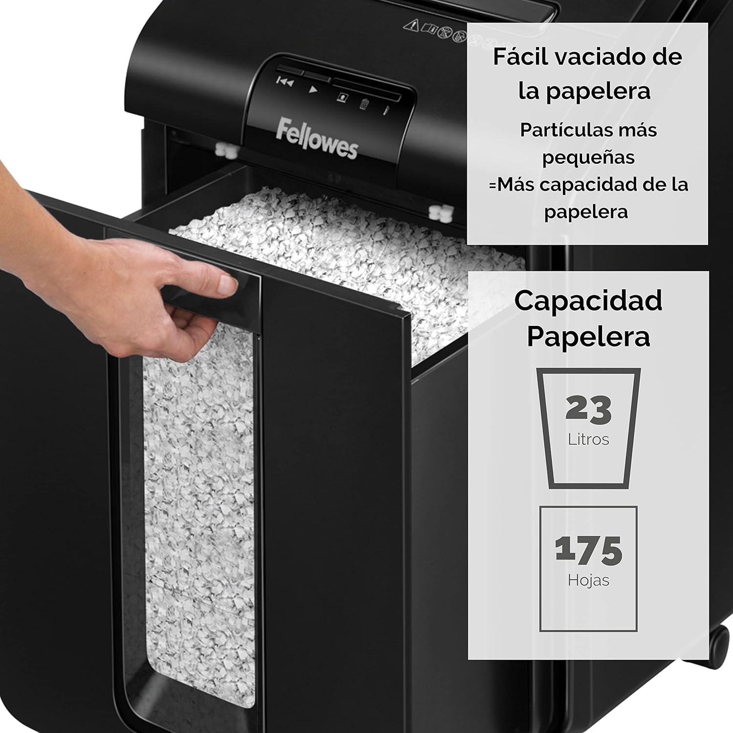 Trituradora Fellowes AutoMax 100M/ Microcorte de 4 x 10 mm/ Preto - Imagem 3