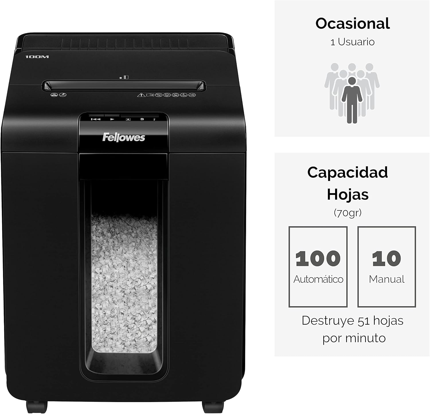 Trituradora Fellowes AutoMax 100M/ Microcorte de 4 x 10 mm/ Preto - Imagem 2