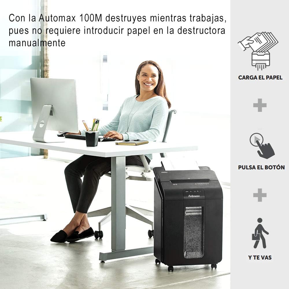 Trituradora Fellowes AutoMax 100M/ Microcorte de 4 x 10 mm/ Preto - Imagem 4