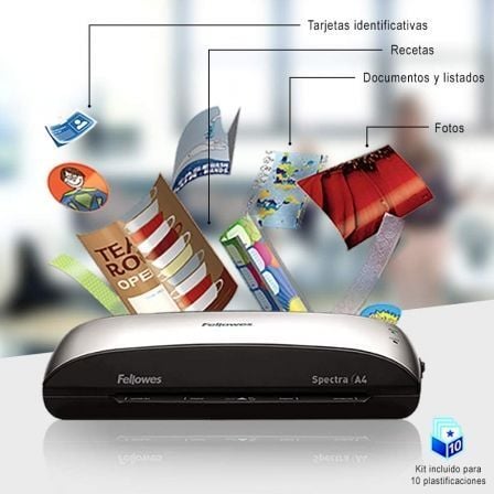 Plastificadora Fellowes Spectra A4/ até A4 e 125 Micras/ Preta e Cinzento - Imagem 4