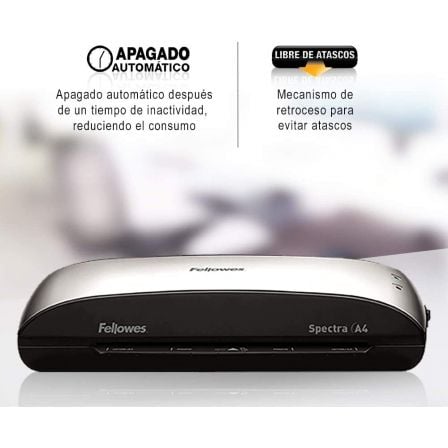 Plastificadora Fellowes Spectra A4/ até A4 e 125 Micras/ Preta e Cinzento - Imagem 3