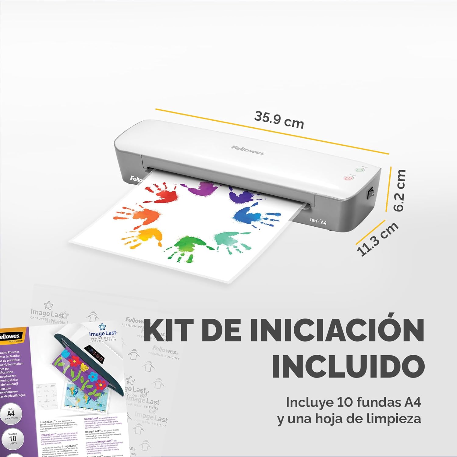 Plastificadora Fellowes Ion A4 4560001/ até A4 e 80-125 Microns/ Branca e Cinzenta - Imagem 3