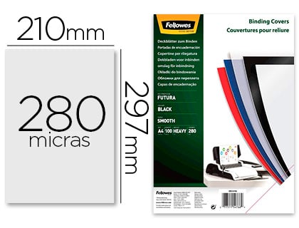 Capas de Polipropileno Fellowes 5476603/ A4/ 300 Micras/ 100 unidades/ Pretas