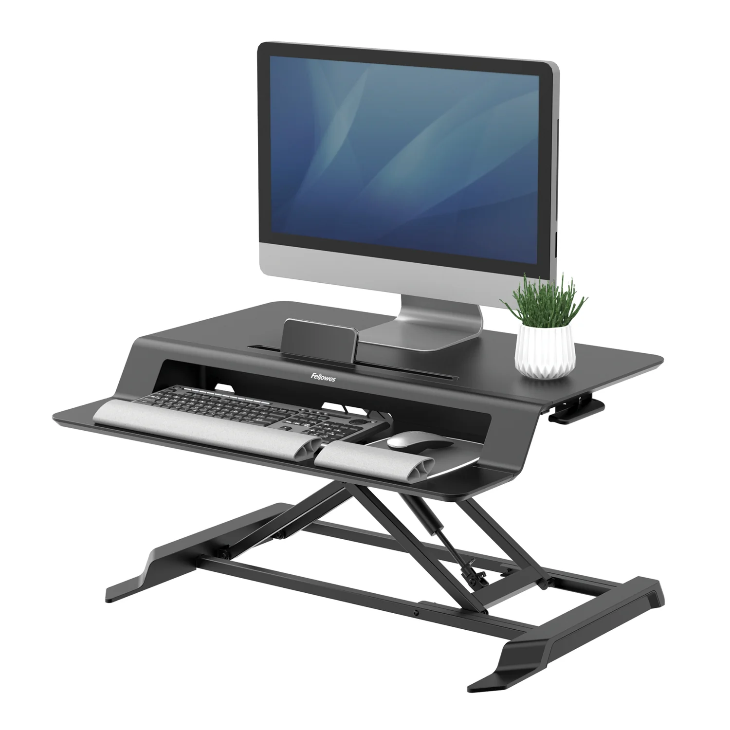 Suporte de Secretária Elevável Fellowes Lotus LT Sit-Stand até 17kg 80x40cm Preto