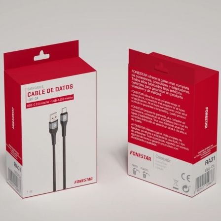 Cabo USB 2.0 Tipo-C Fonestar USB-CA/ USB Tipo-C Macho - USB Macho/ 480Mbps/ Até 100W/ 1m/ Preto - Imagem 2