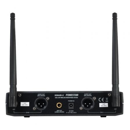 Microfone Sem Fios Dupla Mão e Petaca UHF Fonestar SONAIR-2MP/ Inclui Recetor - Imagem 3