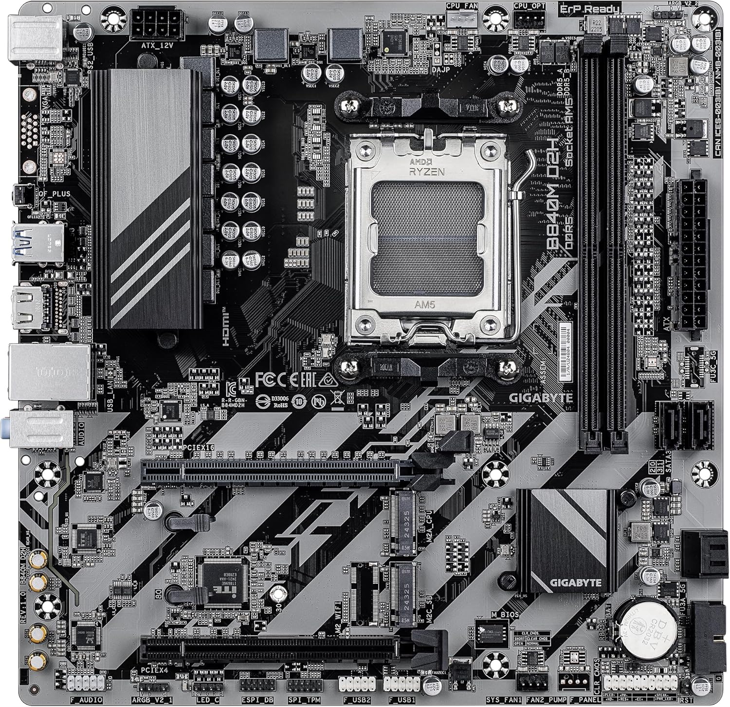 Motherboard Gigabyte B840M D2H Socket AM5/ DDR5/ PCIe 4.0/ Micro ATX - Imagem 2