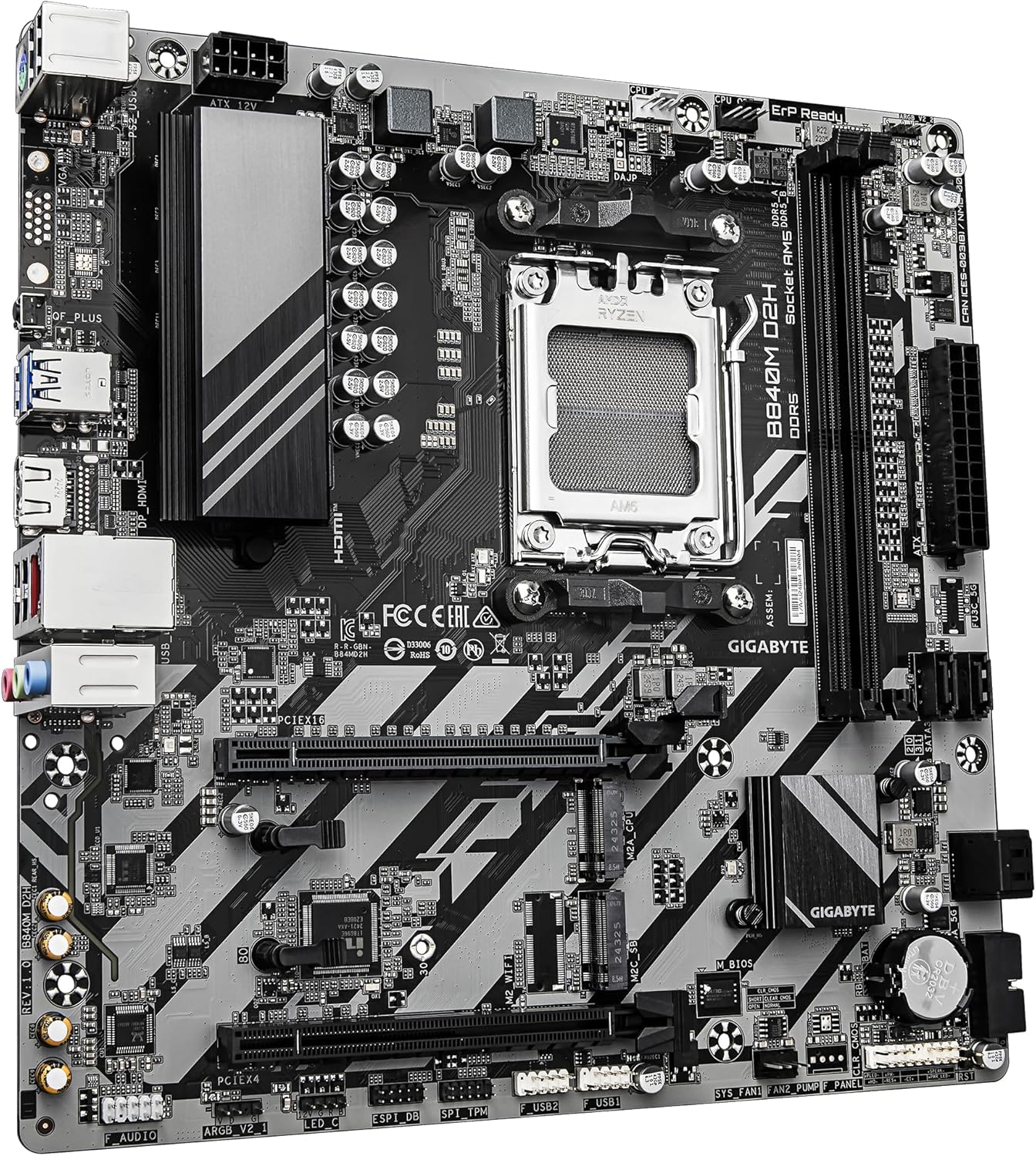 Motherboard Gigabyte B840M D2H Socket AM5/ DDR5/ PCIe 4.0/ Micro ATX - Imagem 3