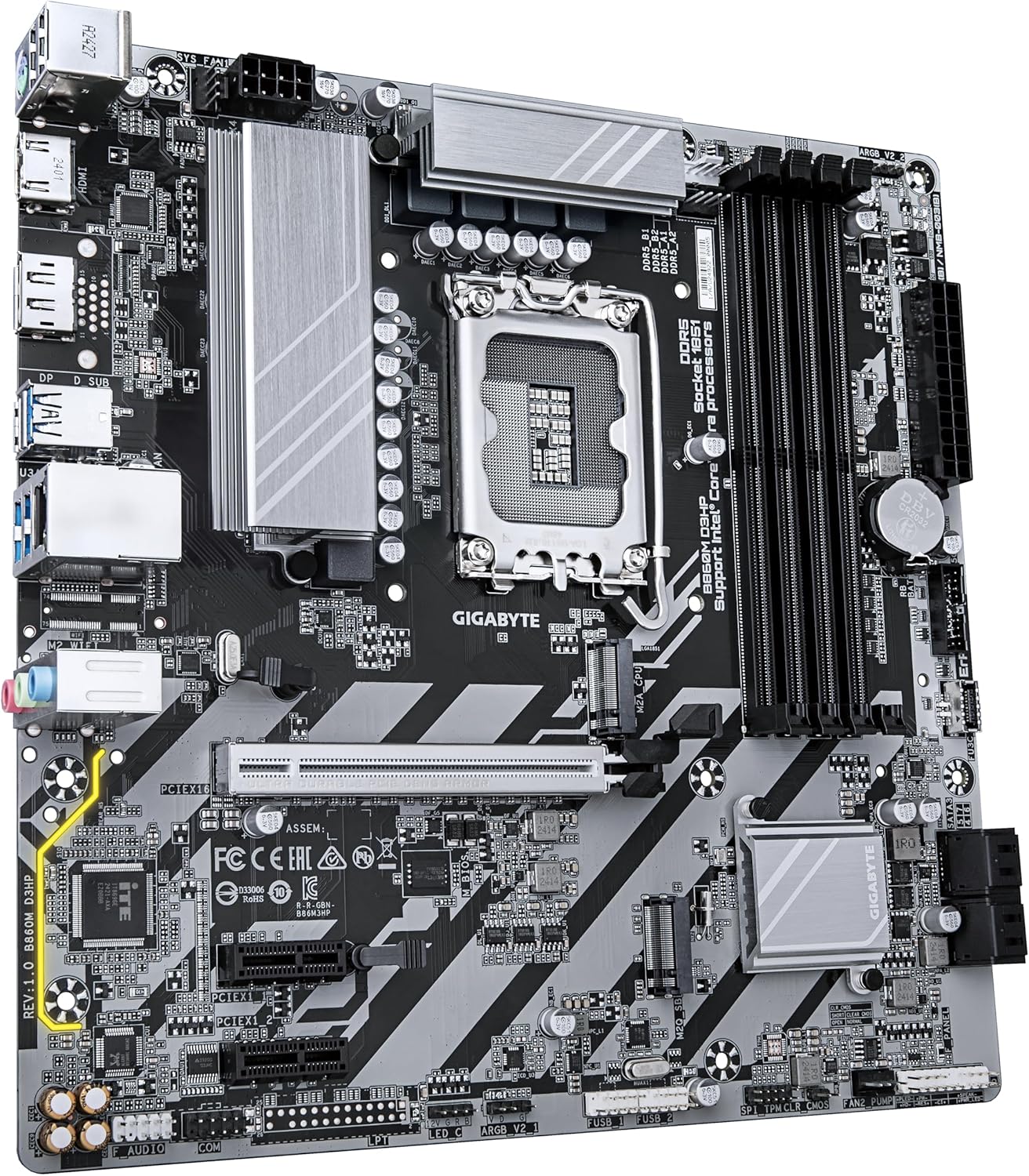 Motherboard Gigabyte B860M D3HP Socket 1851/ DDR5/ PCIe 5.0/ Micro ATX - Imagem 3