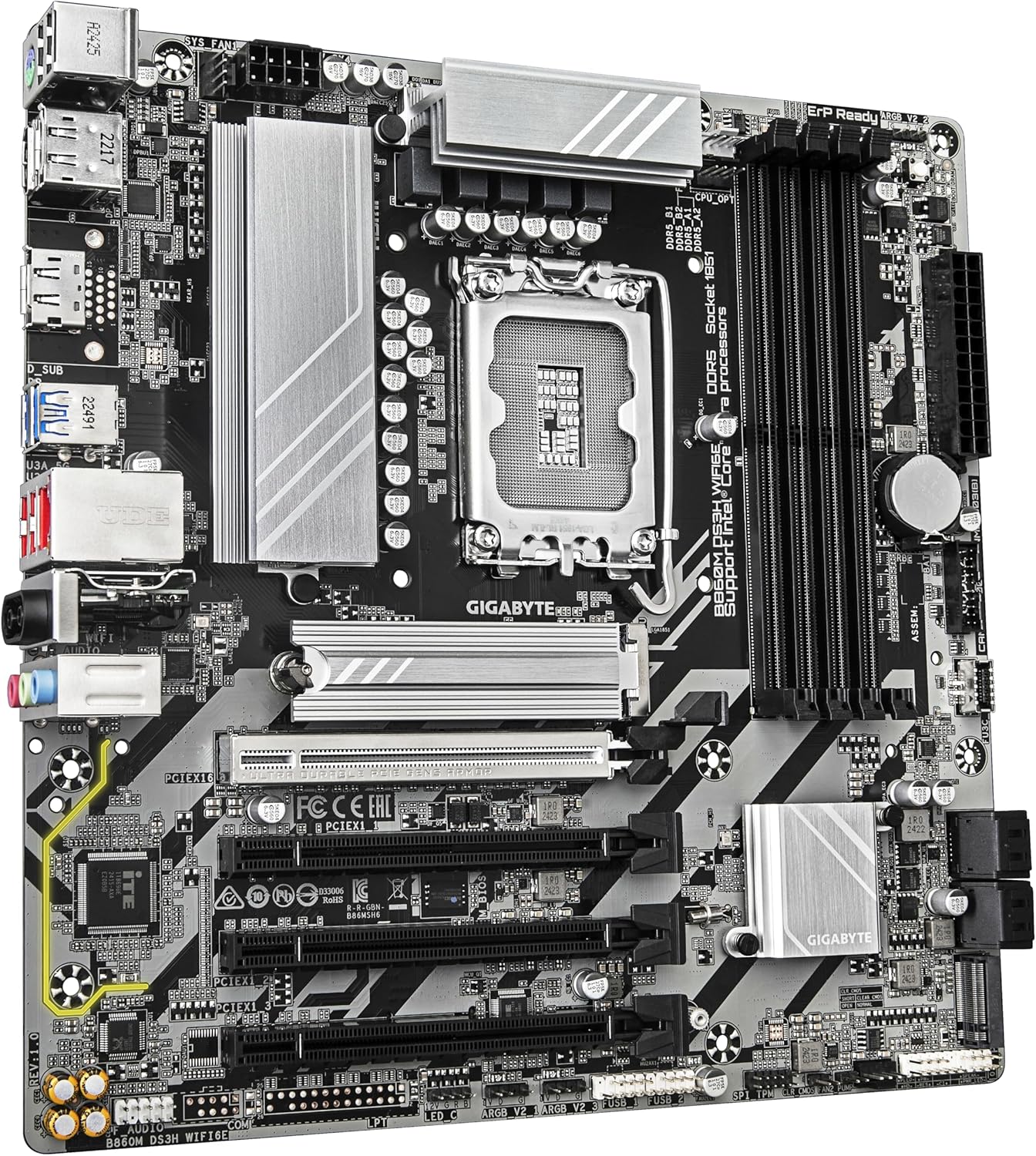 Motherboard Gigabyte B860M DS3H WIFI6E Socket 1851/ DDR5/ PCIe 5.0/ Micro ATX - Imagem 3