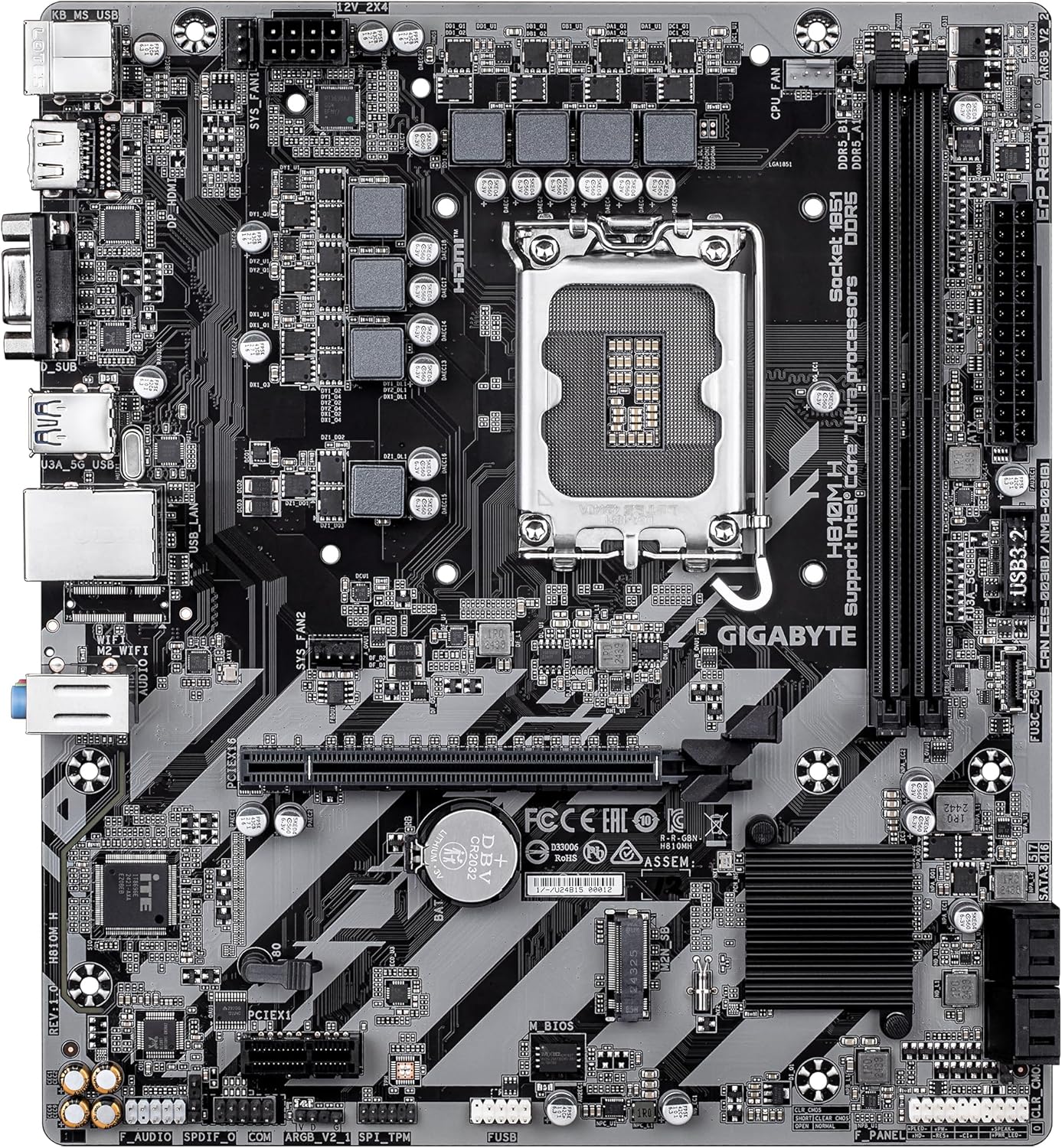 Motherboard Gigabyte H810M H Socket 1851/ DDR5/ PCIe 4.0/ Micro ATX - Imagem 2