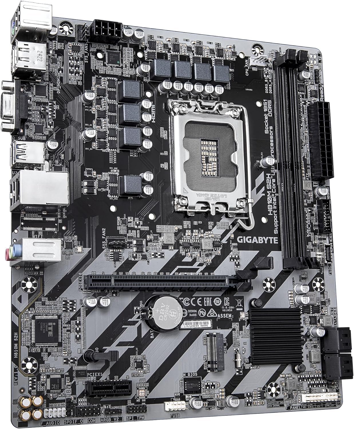 Motherboard Gigabyte H810M S2H Socket 1851/ DDR5/ PCIe 4.0/ Micro ATX - Imagem 3