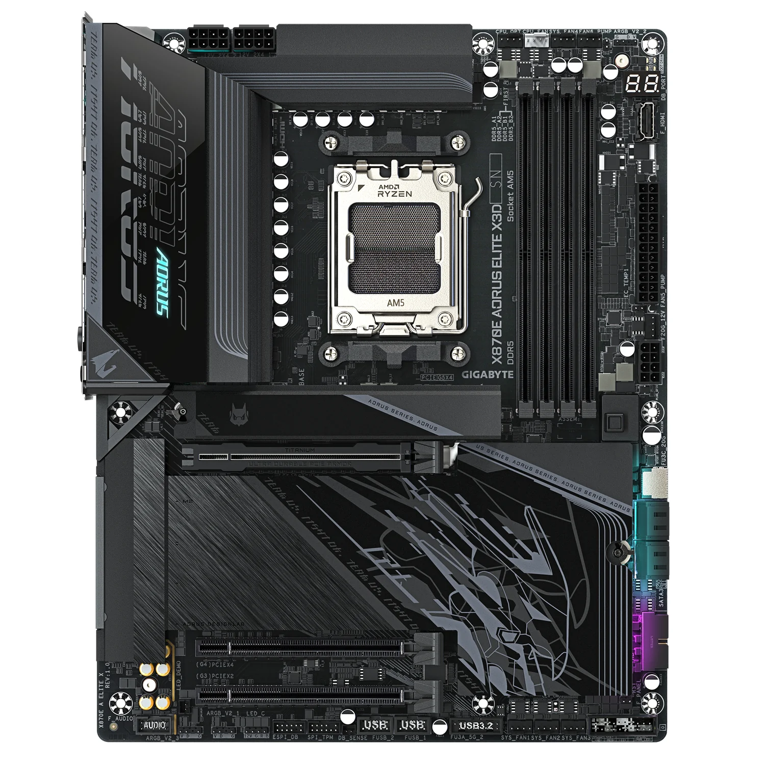 Motherboard Gigabyte X870E AORUS ELITE X3D Socket AM5 DDR5 PCIe 5.0 Wi-Fi 7 LAN 5GbE - Imagem 2