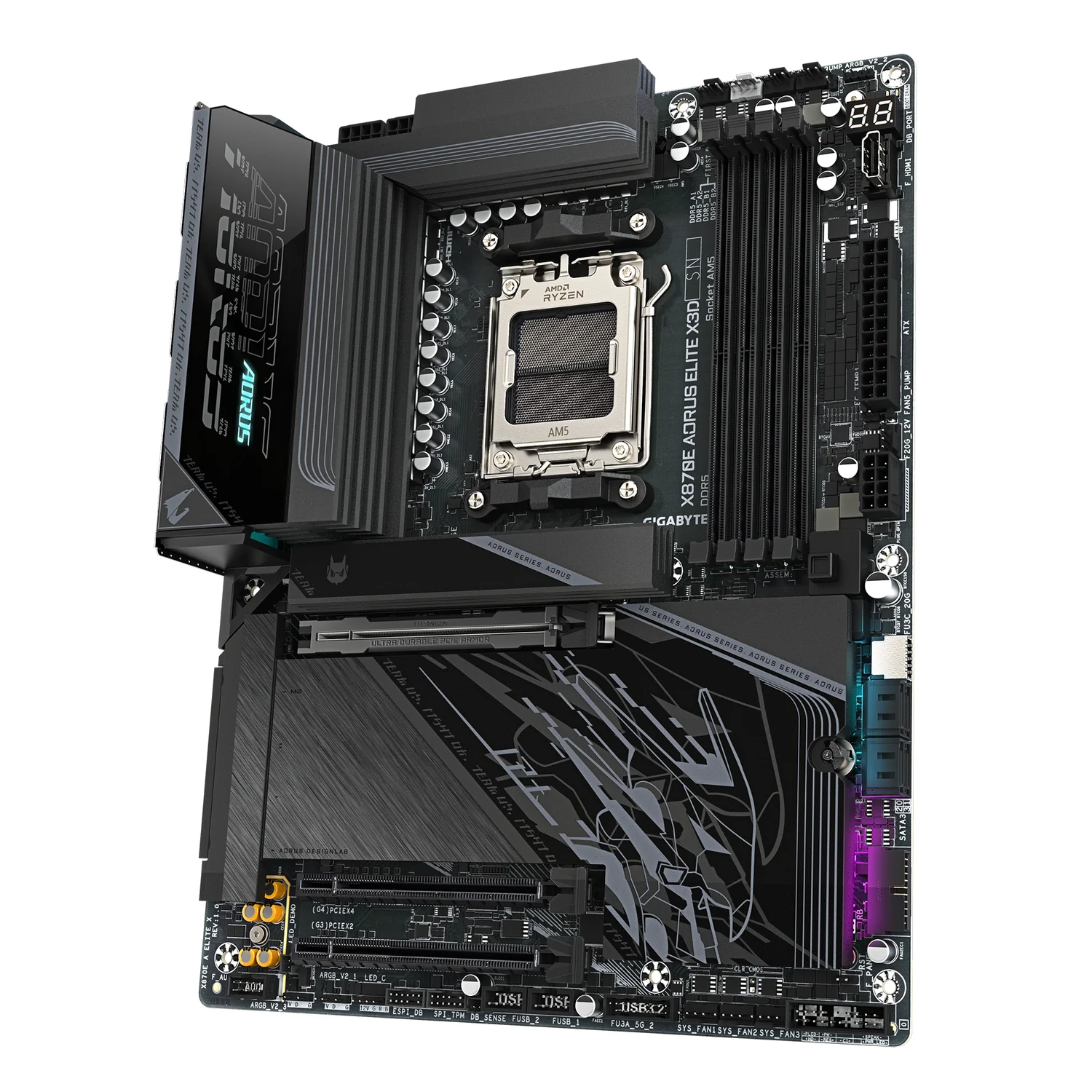 Motherboard Gigabyte X870E AORUS ELITE X3D Socket AM5 DDR5 PCIe 5.0 Wi-Fi 7 LAN 5GbE - Imagem 4