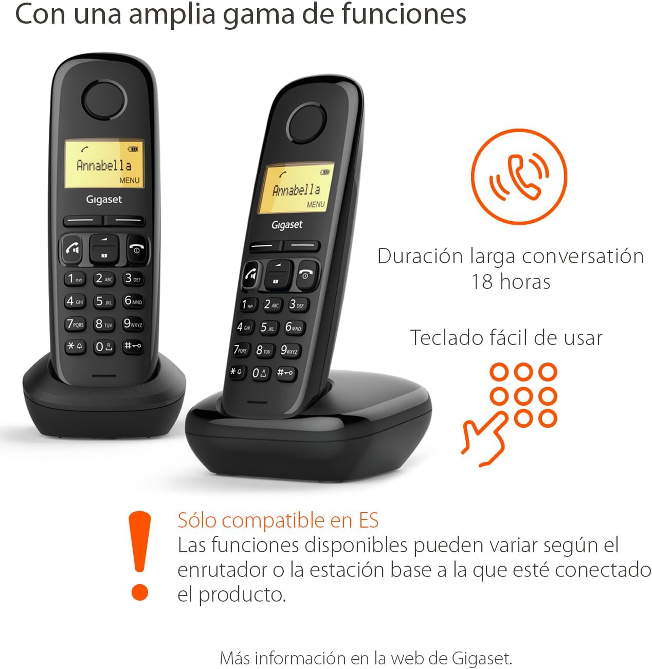Telefone Sem Fios Gigaset A270/ Pack DUO/ Preto - Imagem 2