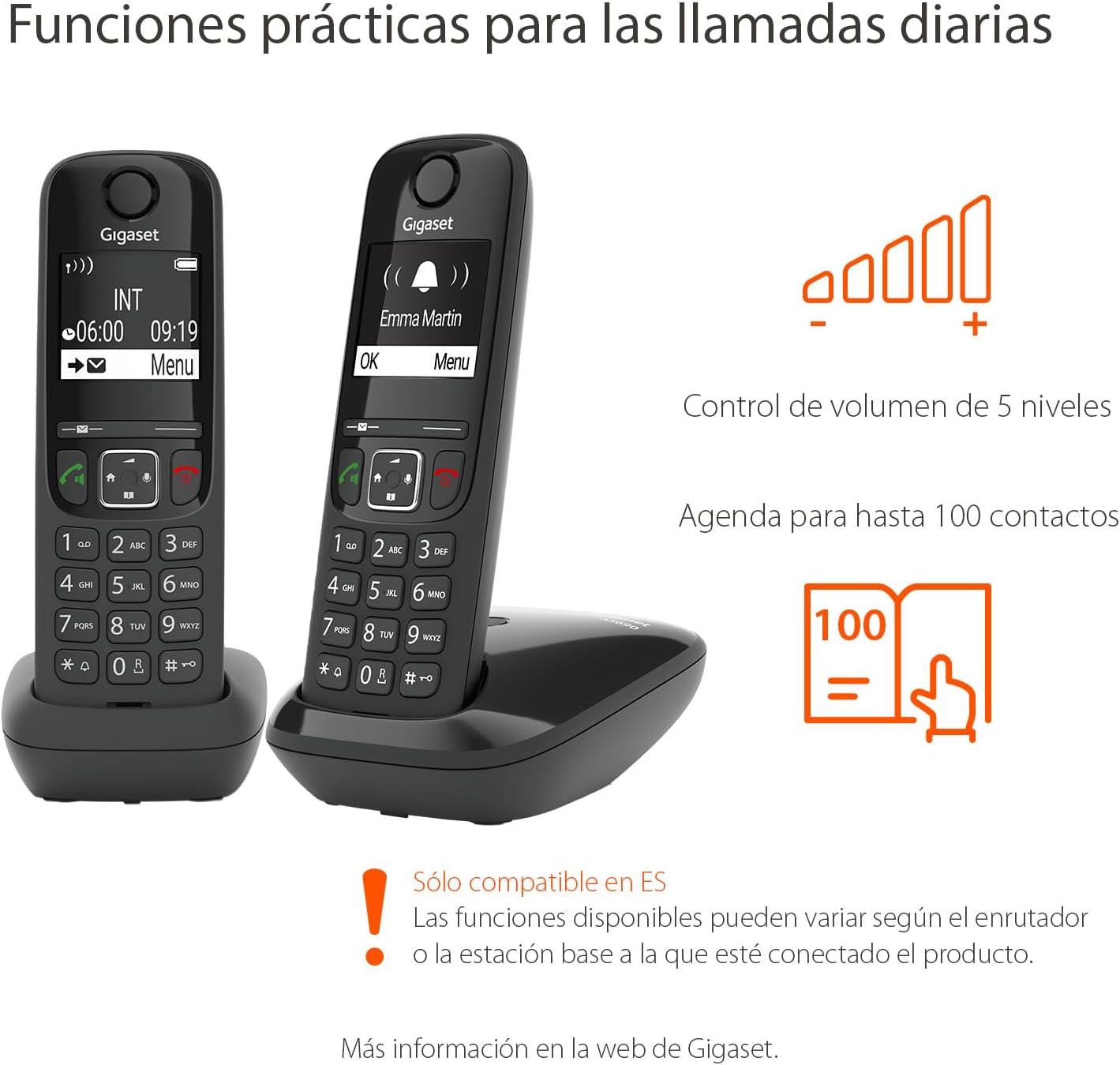 Telefone Sem Fios Gigaset AS690 / Pack DUO / Preto - Imagem 2