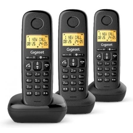 Telefone Sem Fios Gigaset Basic 100 / Pack TRIO / Preto