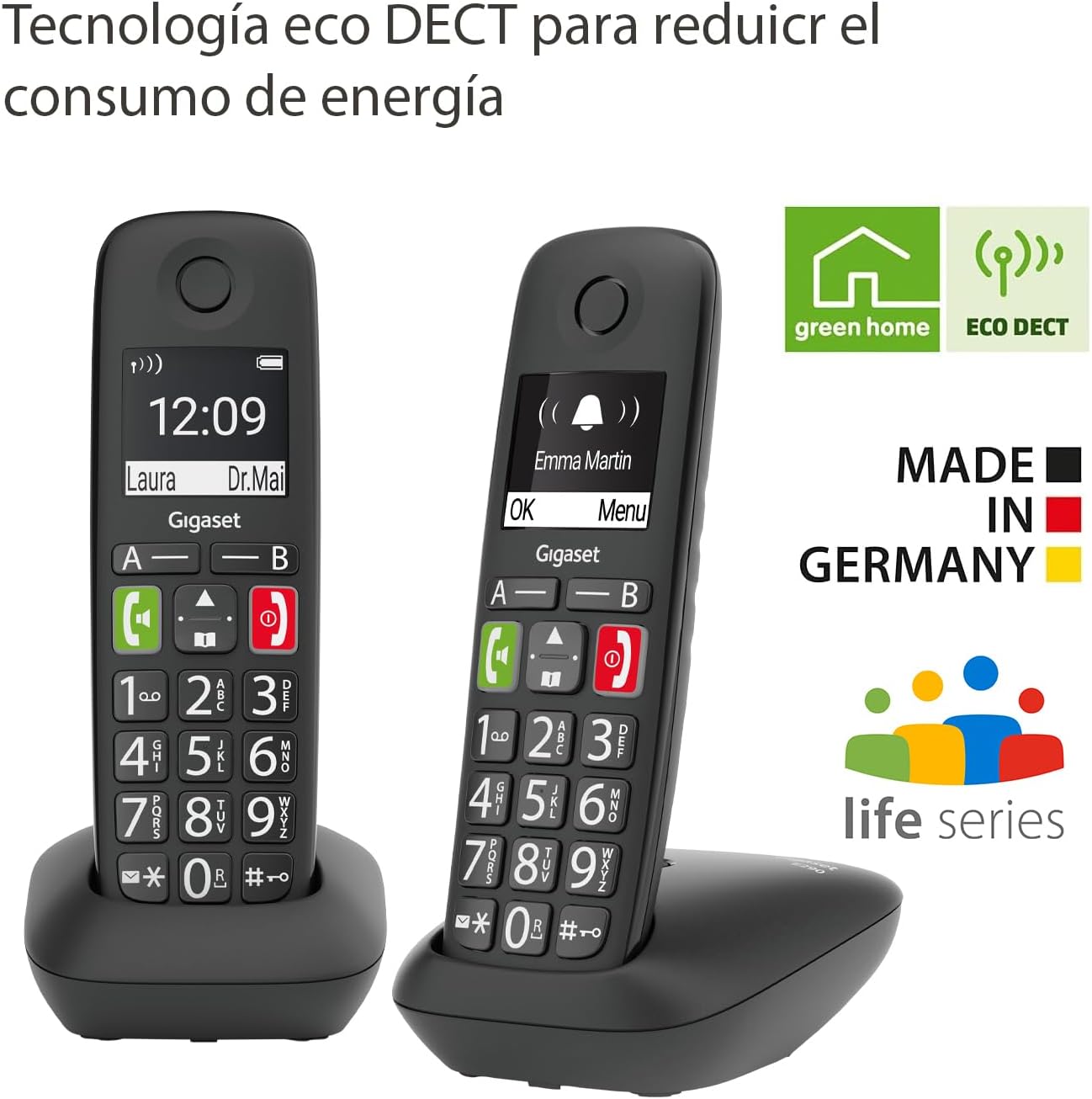 Telefone Sem Fios Gigaset E290/ Pack DUO/ Preto - Imagem 5