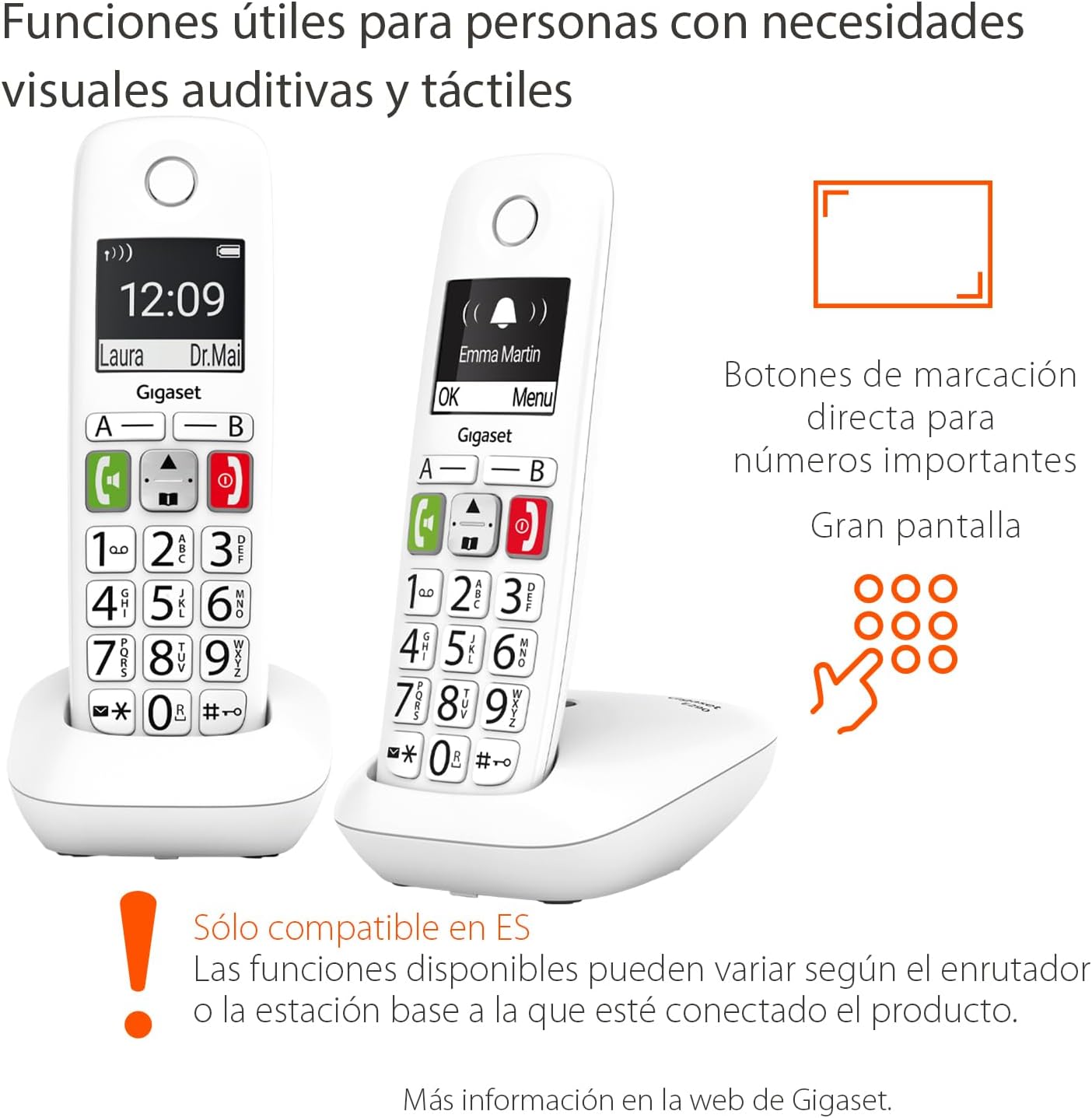 Telefone Sem Fios Gigaset E290/ Pack DUO/ Branco - Imagem 2