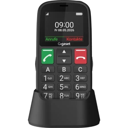 Telemóvel Gigaset GL30 4G para Seniores com Botão SOS Teclas Grandes e Base de Carga Preto
