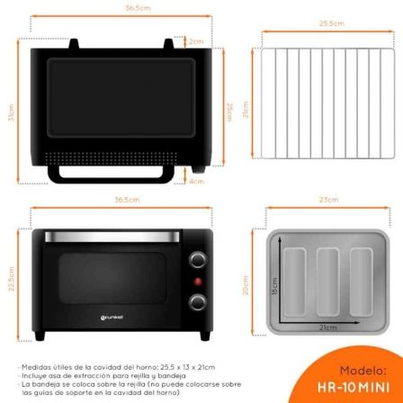 Forno de Bancada Grunkel HR-10MINI/ 1600W/ Capacidade 10L/ Preto - Imagem 4