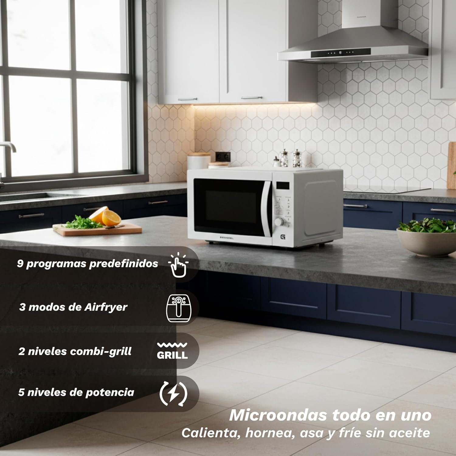Micro-ondas Grunkel MW-28AIRFRYER/ 900W/ Capacidade 28L/ Função Grill/ Função Airfryer/ Prateado - Imagem 4