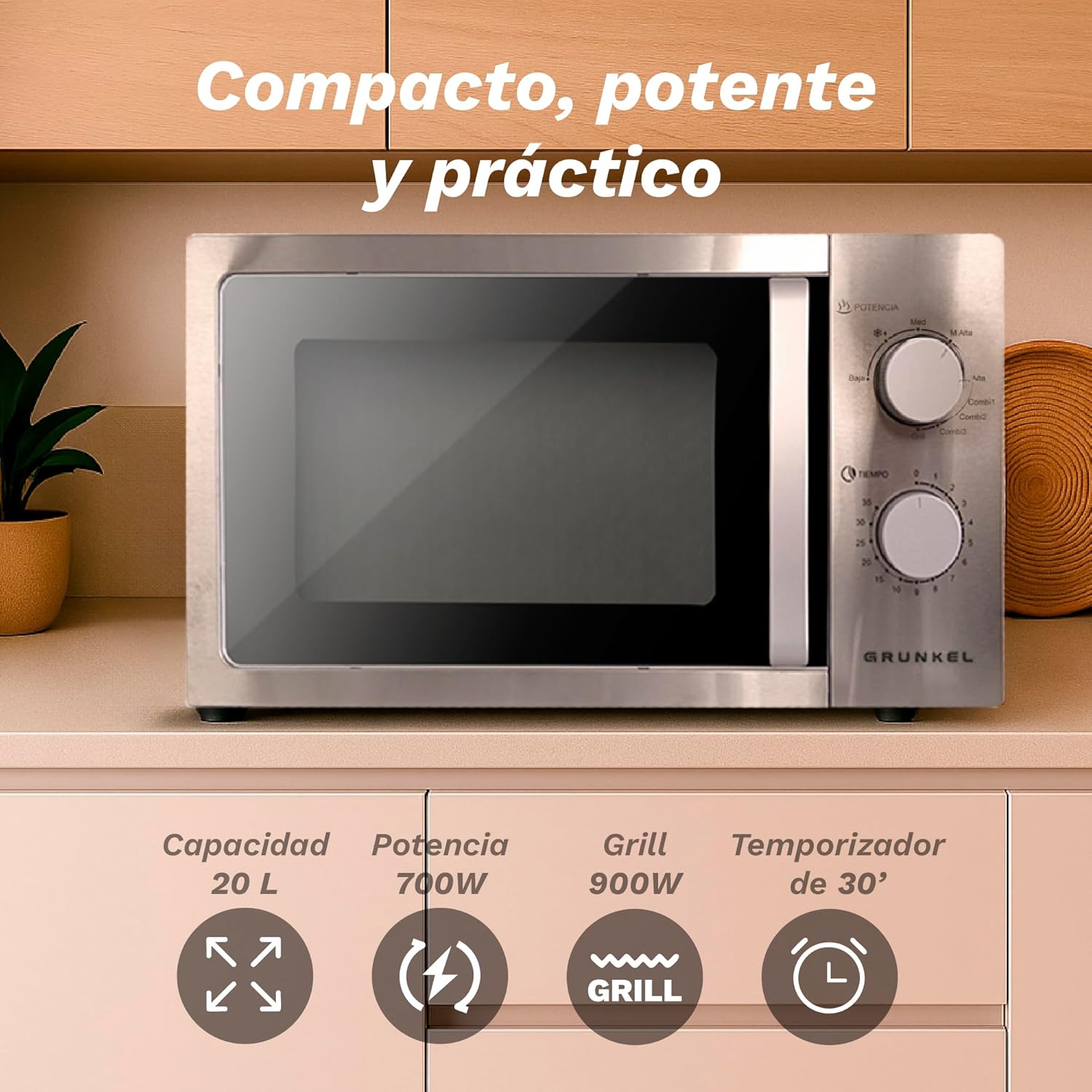 Micro-ondas Grunkel MWG-20INOX 20L 700W com Grill 900W Inox - Imagem 2