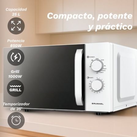 Microondas Grunkel MWG-25GRILL/ 850W/ Capacidade 25L/ Função Grill/ Branco - Imagem 4
