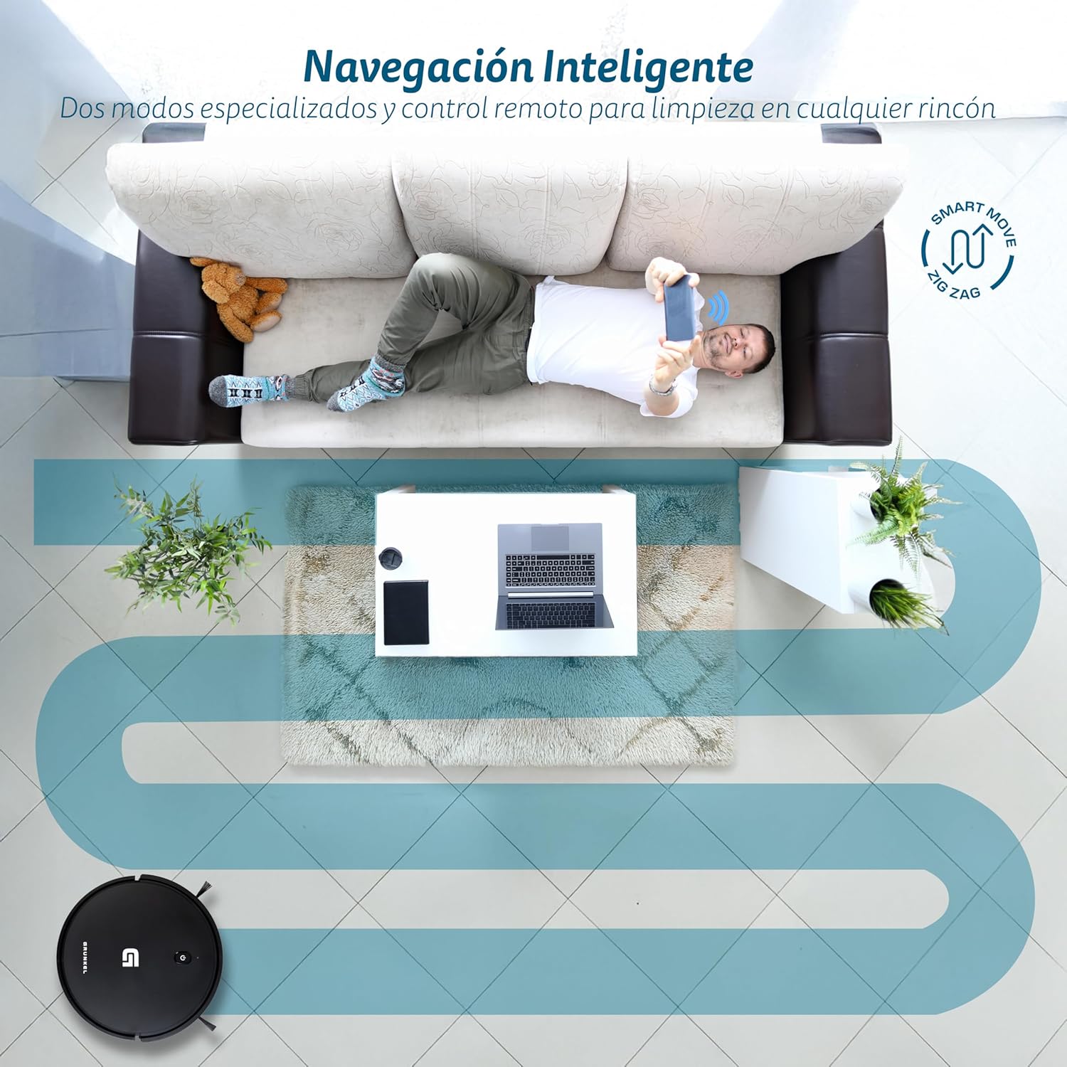 Robot Aspirador Grunkel I-DANCER GYRO/ Lava-Chão/ Controlo por WiFi/ Preto - Imagem 3
