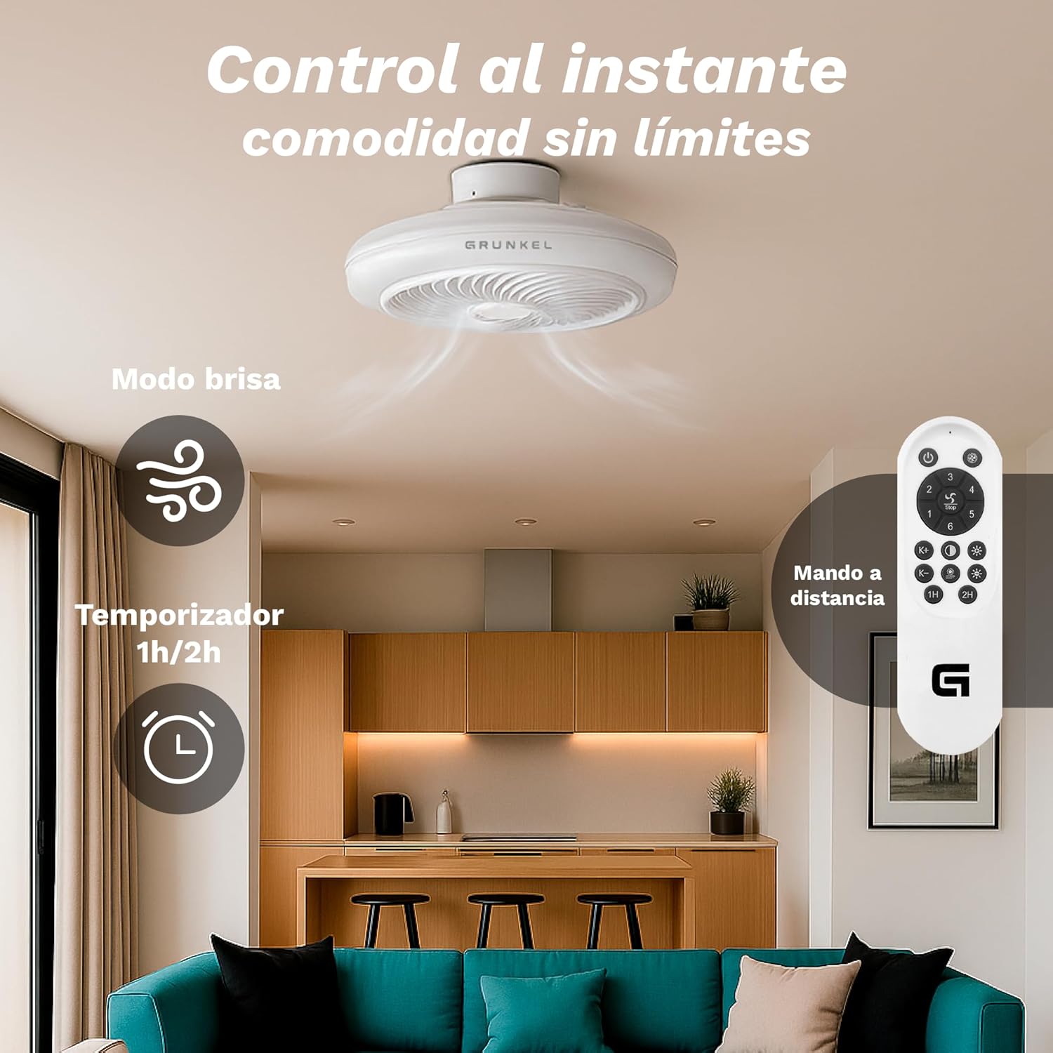 Ventilador de Teto Grunkel SKYWIND-20B/ 7W/ 5 Pás 50cm/ 6 Velocidades - Imagem 5