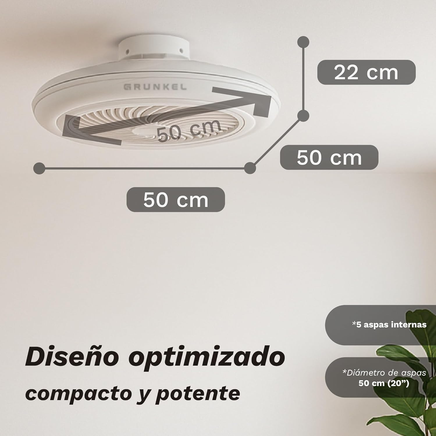 Ventilador de Teto Grunkel SKYWIND-20B/ 7W/ 5 Pás 50cm/ 6 Velocidades - Imagem 2