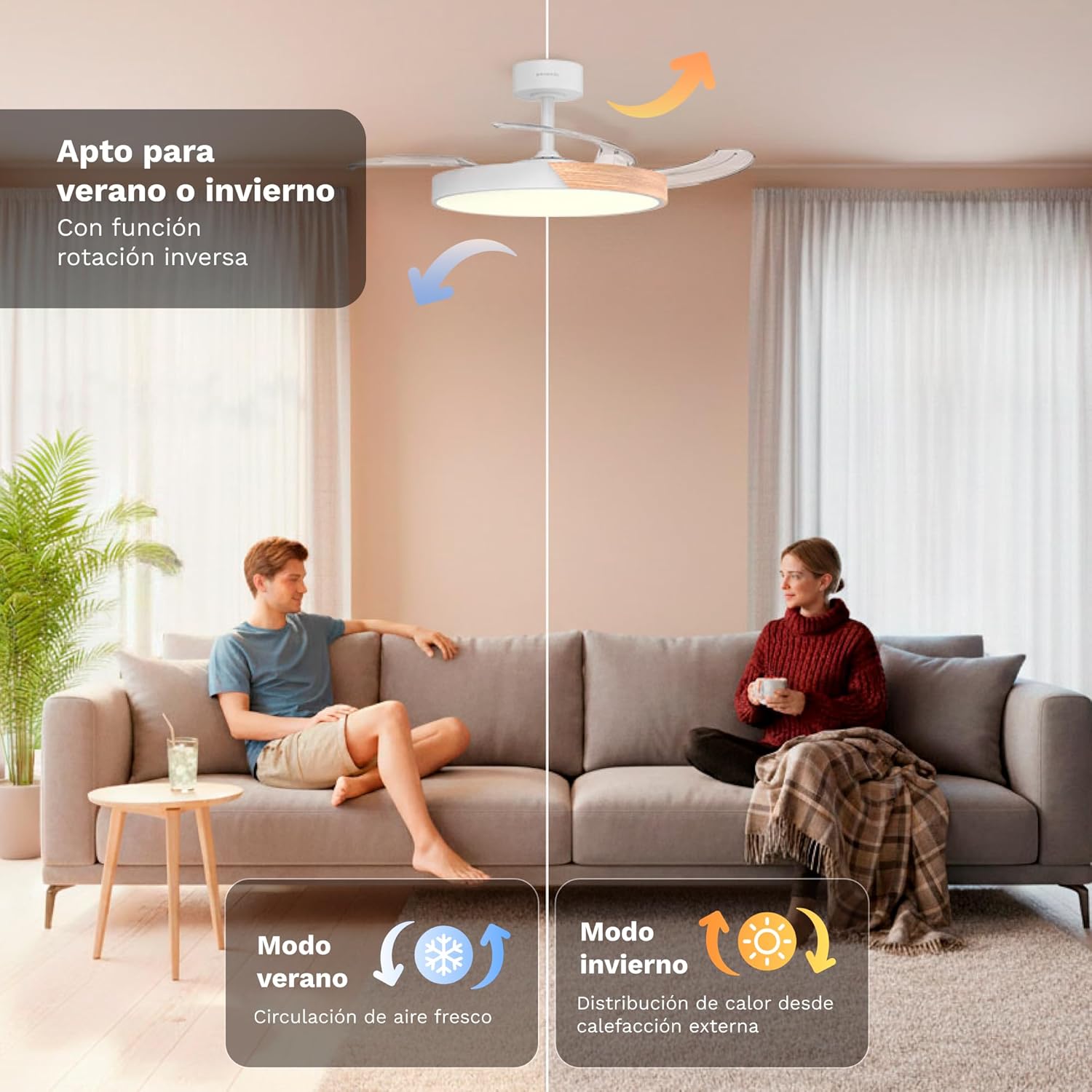 Ventilador de Teto Grunkel SKYDUAL42/ 30W/ 4 Pás 106cm/ 6 Velocidades - Imagem 6