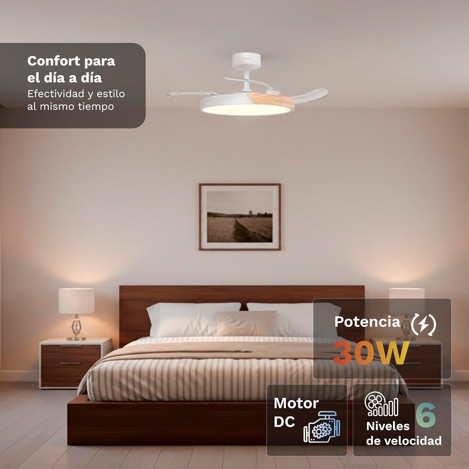 Ventilador de Teto Grunkel SKYDUAL42/ 30W/ 4 Pás 106cm/ 6 Velocidades - Imagem 3