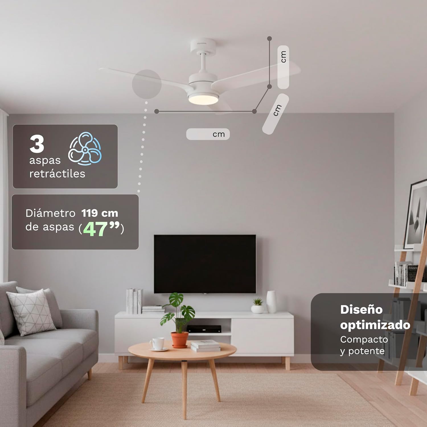 Ventilador de Teto Grunkel SKYEASY47/ 30W/ 3 Pás 119cm/ 6 Velocidades - Imagem 2